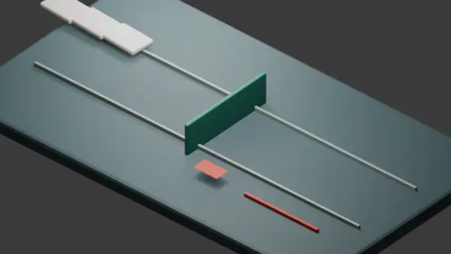 Animated optical inspection table: job cards cross two publication rails and one diverts to an evidence tray.